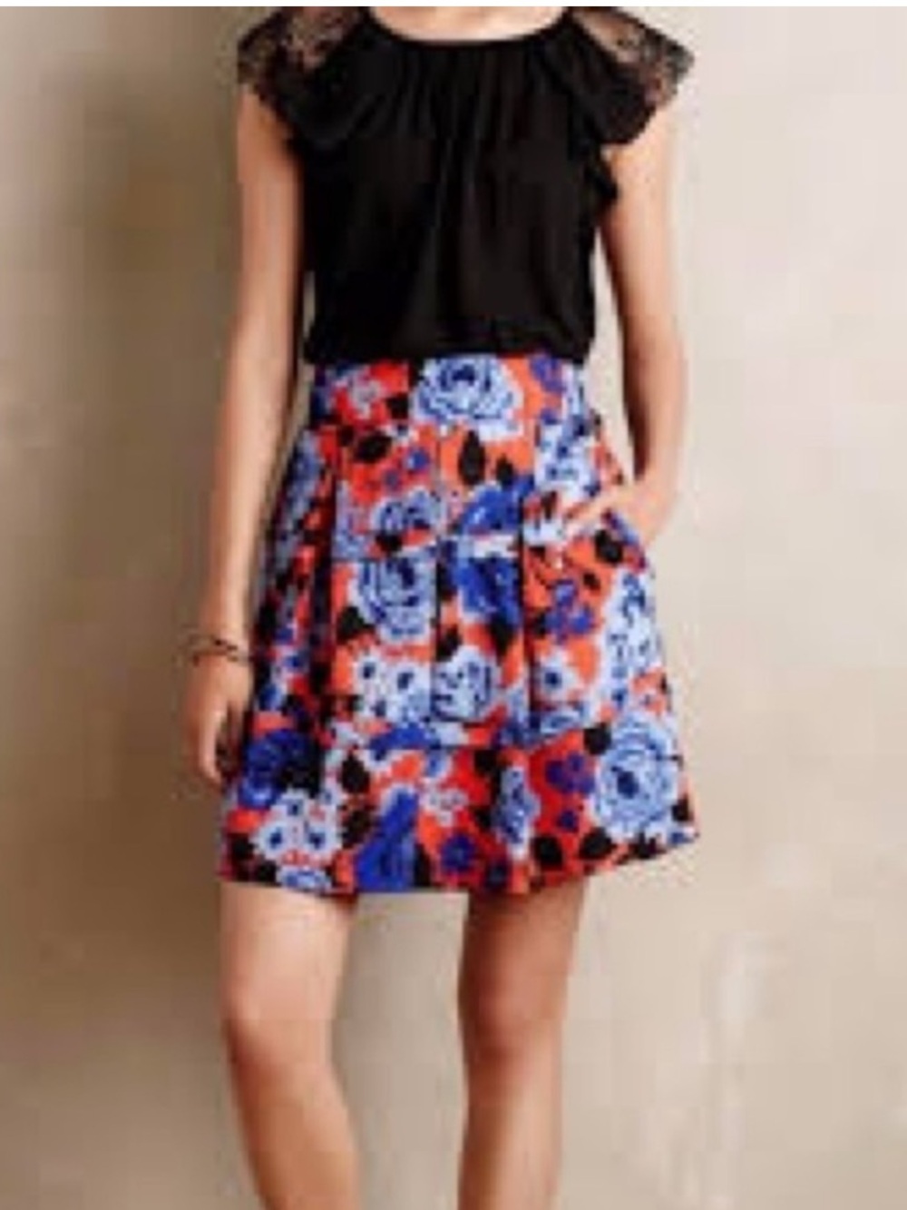 Anthropologie HD IN PARIS Lyanna Skirt, Size Small S Floral Tiered Pockets